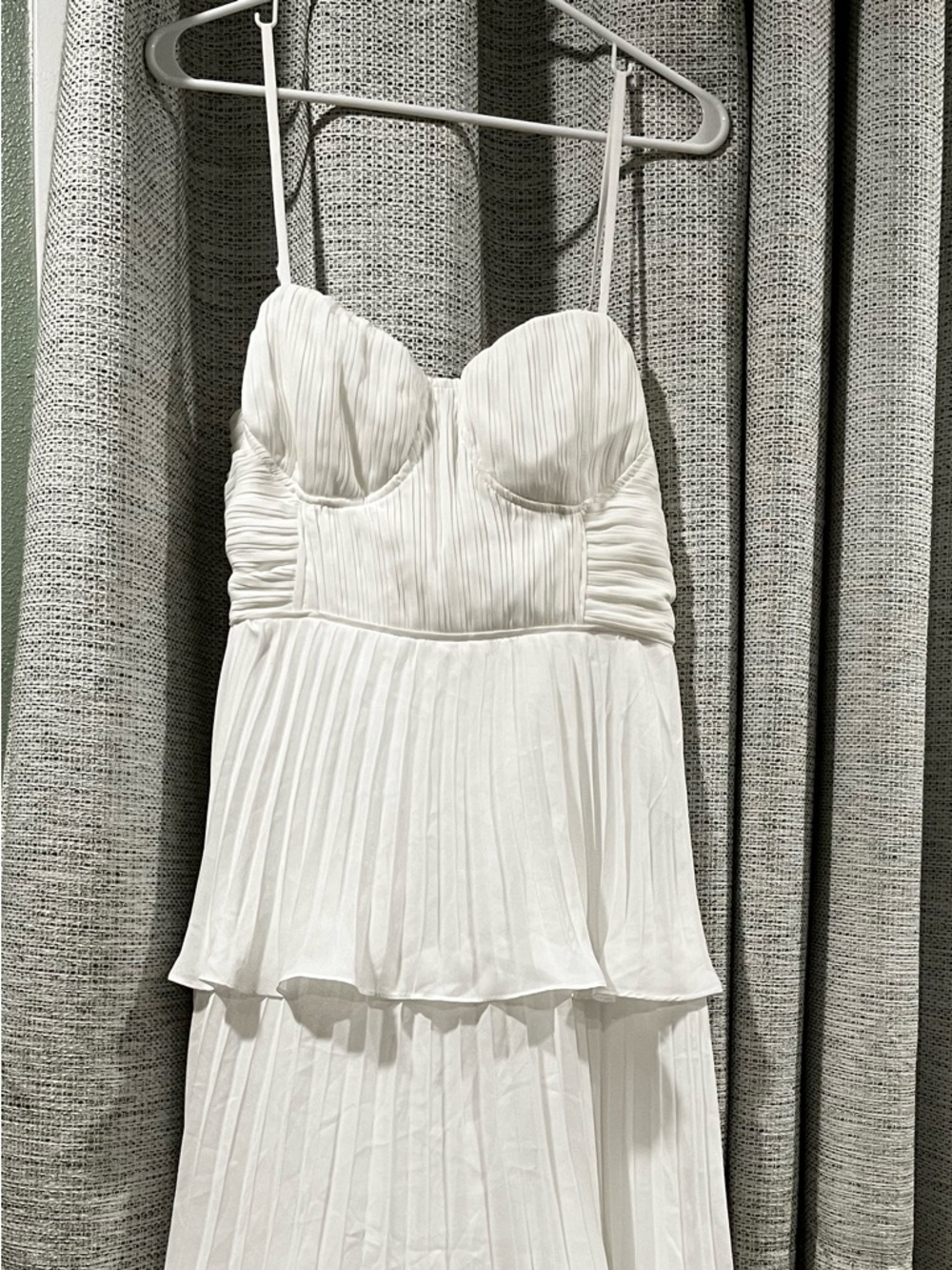 Lulu's Cascading Crush White Tiered Bustier Midi Dress